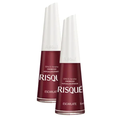 Kit 2 Esmalte Risqué Cor Escarlate Hipoalergênico com 8ml