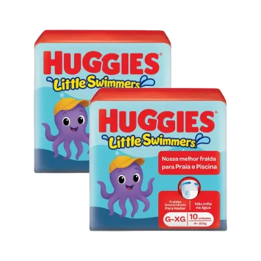 Kit 2 Fralda Huggies Little Swimmers Tamanho G/XG Pacote com 10 Fraldas Descart&aacute;veis
