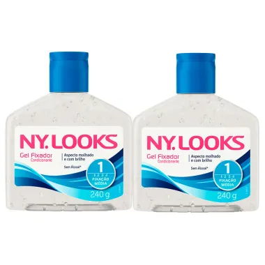 Kit 2 Gel Ny Looks Fixação Média 1 Sem Álcool com 240g