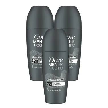 Kit Desodorante Dove Men + Care Sem Perfume Roll-on Antitranspirante 48h com 50ml