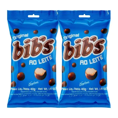 Kit 2 Confeito Bib's Ao Leite 40g