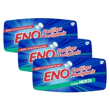 Kit 3 Eno Pastilhas Mastigáveis Sabor Menta com 4 Unidades