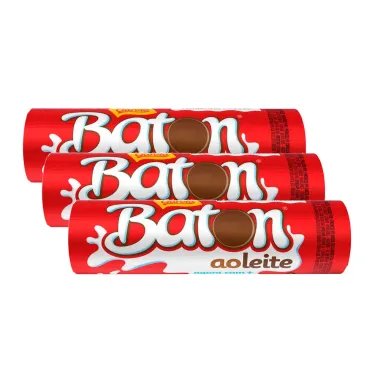 Chocolate Garoto Baton ao Leite 16g | Kit com três unidades