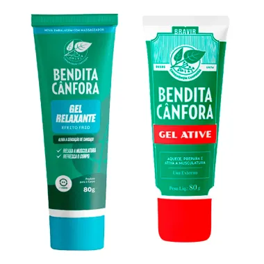 Kit Bendita Cânfora Bravir Gel Relaxante 80g e Gel Ative 80g