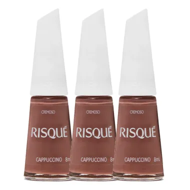 Kit 3 Esmalte Risqué Nudes Cremosos Cor Cappuccino 8ml