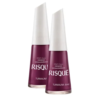 Kit 2 Esmalte Risqué Cor Turmalina Hipoalergênico com 8ml