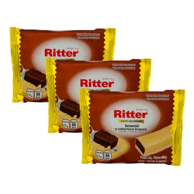 Barra de Cereais Ritter Brownie e Cobertura Branca com 3 Unidades de 20g cada Pacote