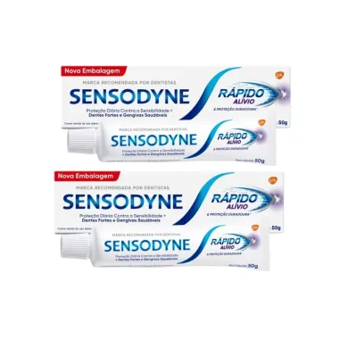 Kit 2 Creme Dental Sensodyne Rápido Alívio 50g