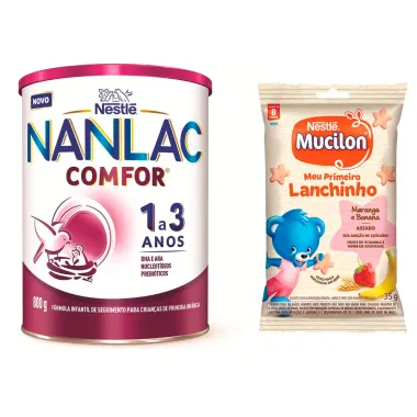 Kit NANLAC Comfor 800g e Biscoito Mucilon Snack Sachê