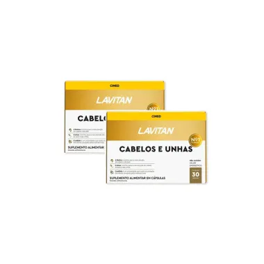 Kit 2 Lavitan Cabelos e Unhas Suplemento Alimenta com 30 C&aacute;psulas