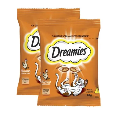 Kit 2 Petiscos para Gatos Dreamies Adultos Sabor Frango Saboroso com 40g
