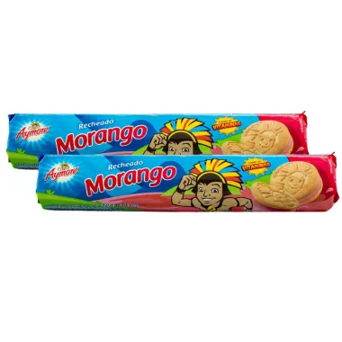 Kit 2 Biscoito Recheado Aymoré Sabor Morango com 120g