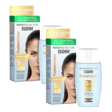 Kit 2 Protetor Solar Isdin Fusion Water 5 Stars Oil Control FPS 60 50ml