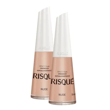 Kit 2 Esmalte Risqué Cor Nude Hipoalergênico com 8ml