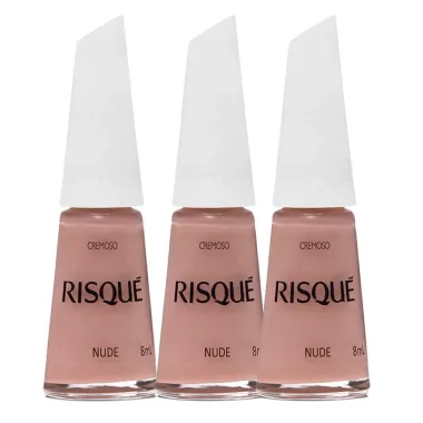 Kit 3 Esmalte Risqu&eacute; Nude Cremoso Nude 8ml