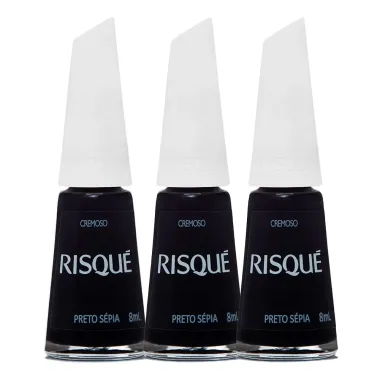 Kit Esmalte Risqué Escuro Cremoso Preto Sépia 8ml