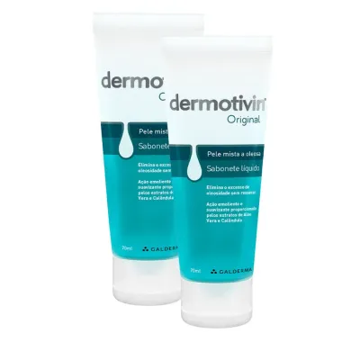 Kit 2 Dermotivin Original Sabonete L&iacute;quido para Pele Mista ou Oleosa 70ml