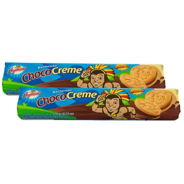 Kit 2 Biscoito Recheado Aymoré Choco Creme Sabor Chocolate com 120g