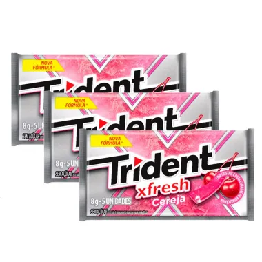 Kit 3 Chiclete Trident Fresh Cereja Ice 8g