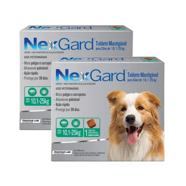 Kit 2 NexGard Contra Pulgas e Carrapatos para C&atilde;es de 10,1 a 25kg