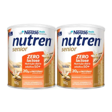 Kit 2 Nutren Senior Complemento Alimentar Baunilha Zero Lactose 740g