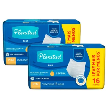 Kit 2 Kit 2 Roupa Íntima Plenitud Protect Plus Unissex Tamanho P/M 16 Unidades cada