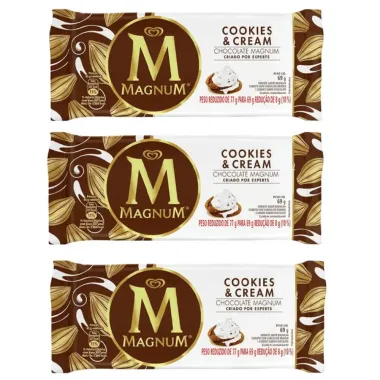 Kit 3 Picolé Kibon Magnum Cookies & Cream