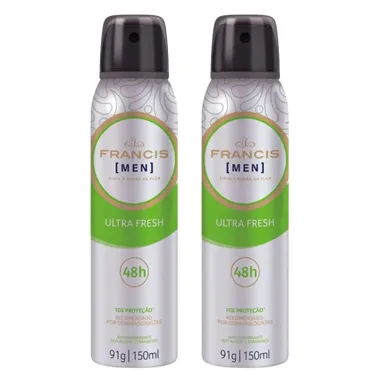 Kit Desodorante Francis Men Ultra Fresh Aerosol Antitranspirante 48h 150ml - 2 Unidades
