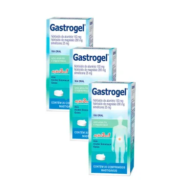 Kit 3 Gastrogel com 20 Comprimidos Mastigáveis