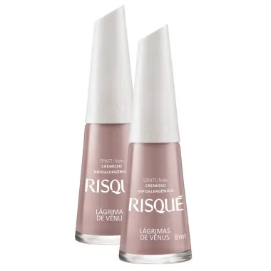Kit 2 Esmalte Risqué Cor Lágrimas de Vênus Hipoalergênico com 8ml