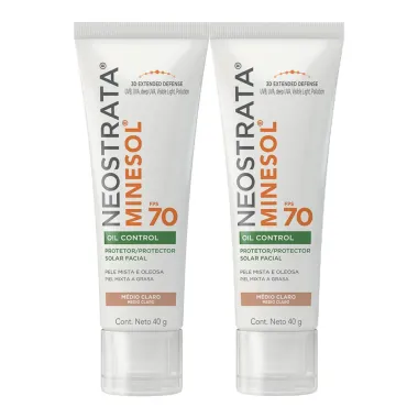 Kit 2 Protetor Solar Facial Neostrata Minesol Oil Control FPS 70 Cor Médio Claro 40g