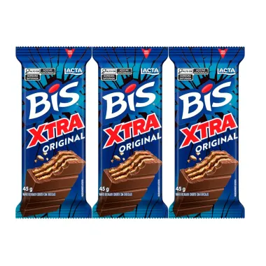 Kit 3 Chocolate Bis Lacta Xtra com 45g