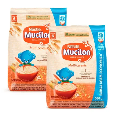 Kit 2 Mucilon Multicereais Cereal Infantil Sachê 600g