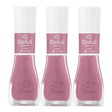 Kit 3 Esmalte Dailus Color Cor Meia de Seda com 8ml