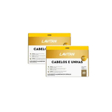 Kit 2 Lavitan Cabelos e Unhas Suplemento Alimentar com 60 C&aacute;psulas