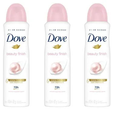 Kit 3 Desodorante Antitranspirante Aerosol Dove Beauty Finish 150ml