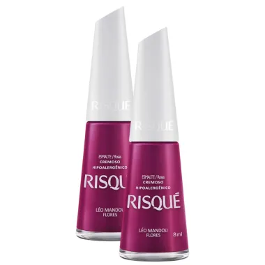 Kit 2 Esmalte Risqué Cor Léo Mandou Flores Hipoalergênico com 8ml