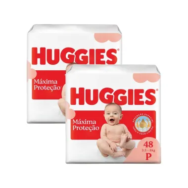 Kit 2 Fralda Huggies Supreme Care Tamanho P Mega 48 Unidades Descart&aacute;veis