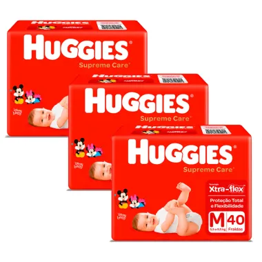 Kit Fralda Huggies Supreme Care Tamanho M Mega 40 Unidades