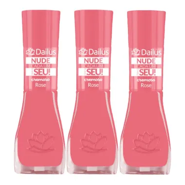 Kit 3 Esmalte Dailus Color Nude Cada um Tem o Seu! Cor Rose com 8ml