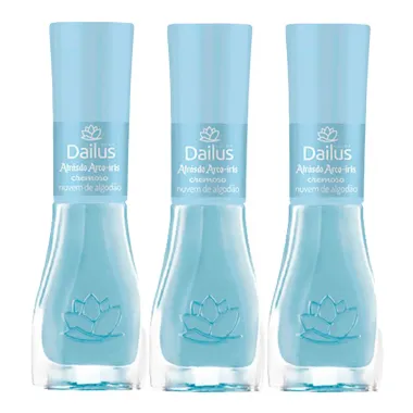 Kit 3 Esmalte Dailus Color Atrás do Arco Íris Cor Nuvem de Algodão com 8ml