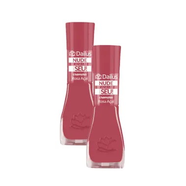 Kit 2 Esmalte Dailus Color Nude Cada um Tem o Seu! Cor Rosa Açaí com 8ml