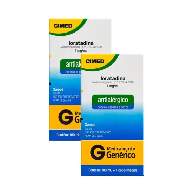 Kit 2 Loratadina Cimed Gen&eacute;rico Xarope com 100ml