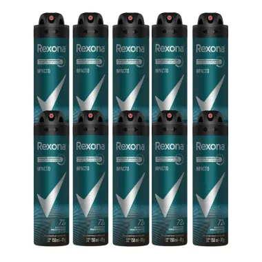 Kit 10 Desodorante Rexona Men Impacto Aerosol Antitranspirante 48h com 150ml
