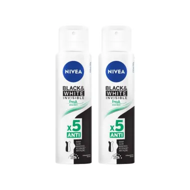 Kit 2 Desodorante Antitranspirante Aerosol Nivea Invisible Black & White Fresh 150ml