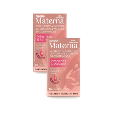 Kit 2 Materna Suplemento Alimentar Vitaminas e Minerais com 30 Comprimidos