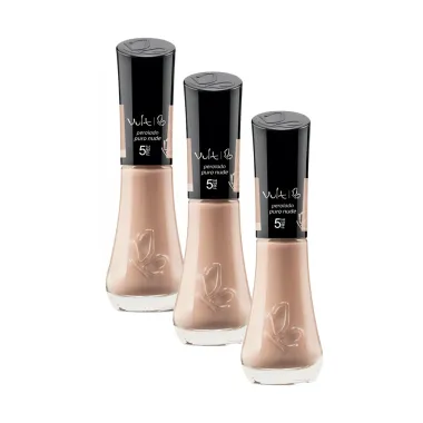 Kit 3 Esmalte Vult 5Free Puro Nude Perolado com 8m