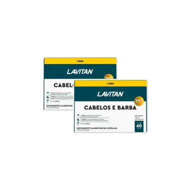 Kit 2 Suplemento Alimentar Lavitan Cabelo e Barba com 60 Comprimidos