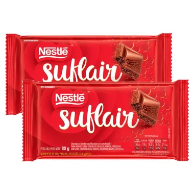 Kit 2 Chocolate Nestlé Suflair Ao Leite 80g