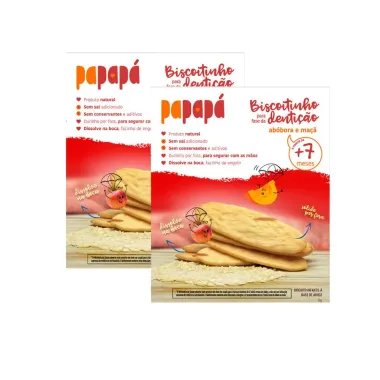 Kit 2 Biscoitinho para Fase da Dentição Papapá Abóbora e Maçã 7+ Meses sem Glúten 36g